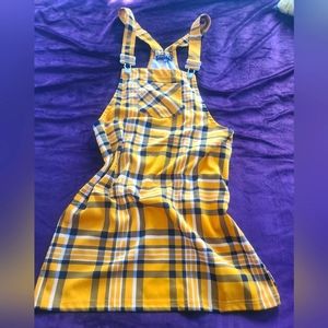 New Jolie & Joy mini dress with buckle straps.Yellow and black and white checked